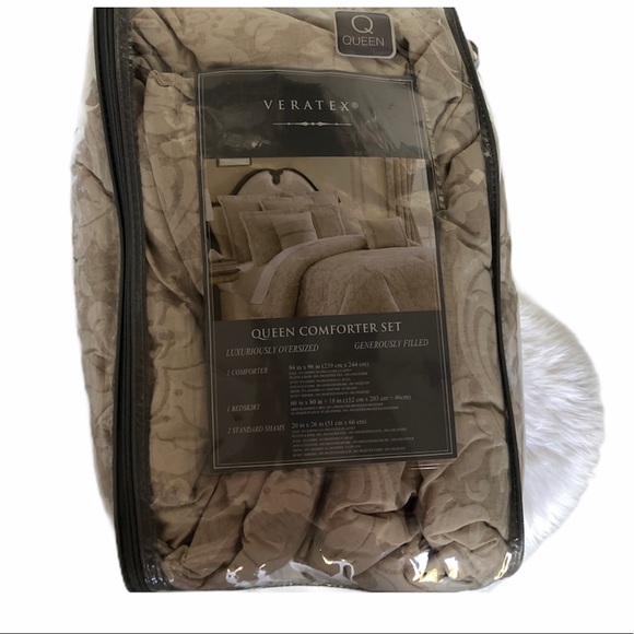 Gold/Tan Patterned Veratex Queen Comforter Set - Picture 2 of 4